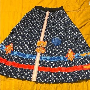 Designer Navy Blue Patterned Skirt